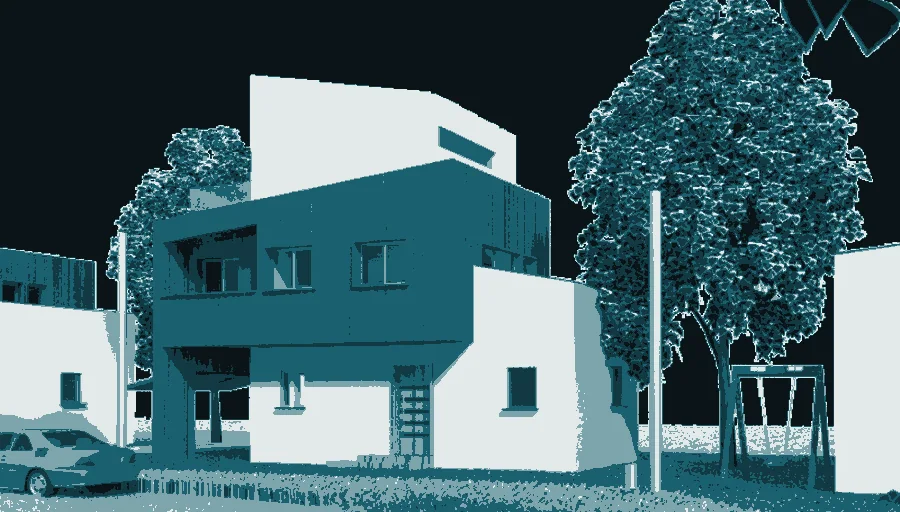 Infografía del proyecto de una vivienda contemporánea